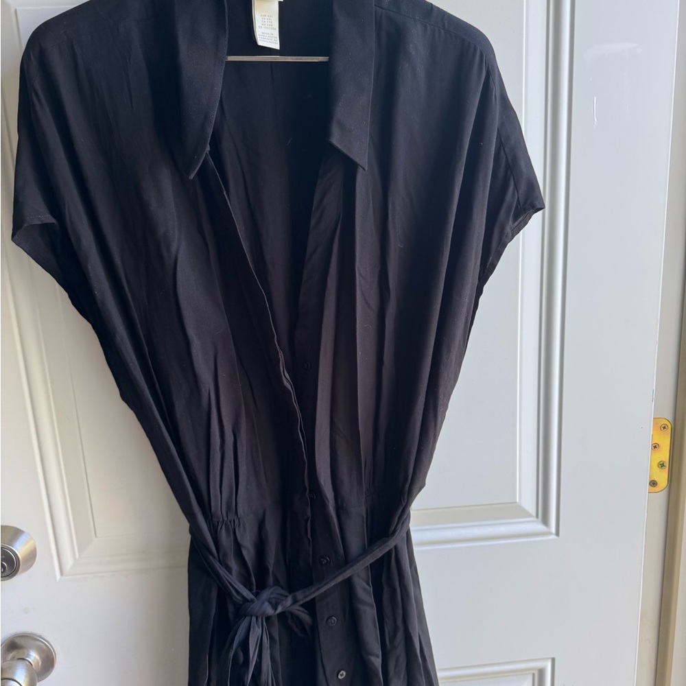 H&M Black Wrap Maxi Dress with Notched Collar